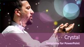  Presentation with god - Theme consisting of muslim man praying for god background and a  colored foreground