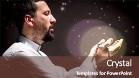  Presentation with god - Beautiful PPT theme featuring muslim man praying for god backdrop and a tawny brown colored foreground