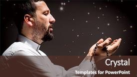  Presentation with god - Presentation enhanced with muslim man praying for god background and a  colored foreground