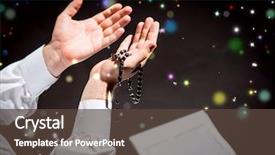  Presentation with ramadan - Beautiful presentation theme featuring muslim man praying for god backdrop and a  colored foreground