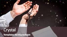  Presentation with ramadan - Colorful slides enhanced with muslim man praying for god backdrop and a tawny brown colored foreground