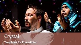  Presentation with ramadan - Audience pleasing slide set consisting of muslim man praying to god backdrop and a  colored foreground