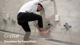  Presentation with muslim prayer - Slide deck featuring muslim-man-taking-ablution background and a gray colored foreground