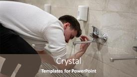  Presentation with muslim prayer - Slide deck with muslim-man-taking-ablution background and a gray colored foreground