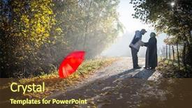  Presentation with beautiful nature - Beautiful slide set featuring muslim marriage - couple in beautiful foggy backdrop and a tawny brown colored foreground