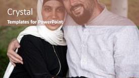  Presentation with married - Beautiful presentation theme featuring muslim-married-couple-embracing-each backdrop and a coral colored foreground