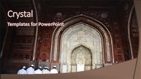  Presentation with taj mahal - Slide deck consisting of muslim men praying background and a wine colored foreground