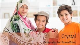  Presentation with indian mother son - Colorful slide deck enhanced with muslim modern mother with son backdrop and a coral colored foreground