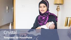  Presentation with mother baby - Slides featuring muslim-mother-and-baby background and a ocean colored foreground