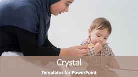  Presentation with mother feeding baby breast milk - Presentation design having muslim mother feeding her baby background and a coral colored foreground