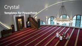  Presentation with quran - Audience pleasing slide set consisting of muslim-people-in-mosque-reading backdrop and a gray colored foreground