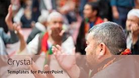  Presentation with praying hands - Audience pleasing presentation theme consisting of shia - muslim people praying together backdrop and a coral colored foreground