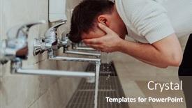  Presentation with muslim prayer - Slide set featuring muslim-performing-ablution-ritual-religious background and a gray colored foreground