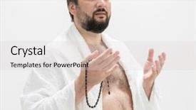  Presentation with hajj - Audience pleasing PPT theme consisting of muslim pilgrim with hajj clothes backdrop and a lemonade colored foreground