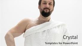  Presentation with hajj - PPT theme having muslim pilgrim with hajj clothes background and a light gray colored foreground