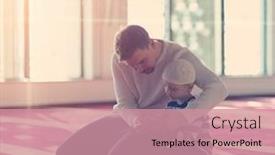  Presentation with islamic book - Colorful slide set enhanced with muslim-prayer-father-and-son backdrop and a coral colored foreground