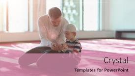  Presentation with islamic book - PPT layouts having muslim-prayer-father-and-son background and a coral colored foreground