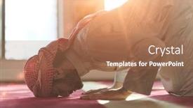  Presentation with muslim prayer - Theme having muslim-prayer-inside-the-mosque background and a coral colored foreground