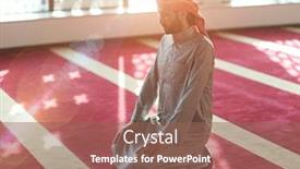  Presentation with muslim prayer - Audience pleasing PPT layouts consisting of muslim-prayer-inside-the-mosque backdrop and a violet colored foreground