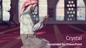  Presentation with muslim prayer - Slide set consisting of muslim-prayer-inside-the-mosque background and a tawny brown colored foreground