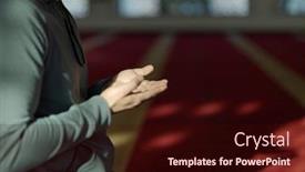 Presentation with muslim prayer - PPT theme with muslim-prayer-inside-the-mosque background and a wine colored foreground