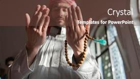  Presentation with muslim prayer - Slide set with muslim-prayer-inside-the-mosque background and a tawny brown colored foreground
