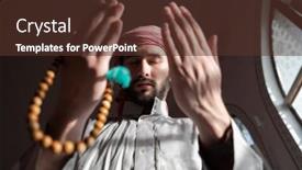  Presentation with muslim prayer - Colorful presentation design enhanced with muslim-prayer-inside-the-mosque backdrop and a tawny brown colored foreground