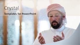  Presentation with muslim prayer - Beautiful slide set featuring muslim-prayer-inside-the-mosque backdrop and a lemonade colored foreground