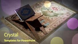  Presentation with stand - Slides with muslim praying - quraan on a stand background and a tawny brown colored foreground