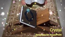  Presentation with stand - Colorful PPT layouts enhanced with muslim praying - quraan on a stand backdrop and a tawny brown colored foreground