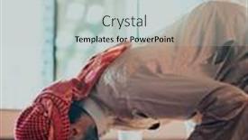  Presentation with muslim - PPT theme consisting of muslim-praying-in-a-modern background and a light gray colored foreground