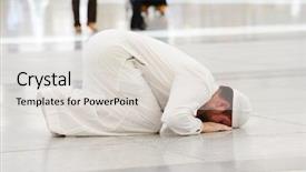  Presentation with mosque - Beautiful slides featuring muslim praying in medina mosque backdrop and a lemonade colored foreground