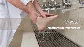  Presentation with muslim prayer - Slide set with muslim-takes-ablution-for-prayer background and a coral colored foreground