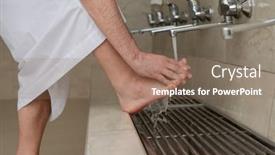  Presentation with muslim prayer - Slide deck featuring muslim-takes-ablution-for-prayer background and a coral colored foreground