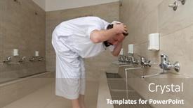  Presentation with muslim prayer - Audience pleasing PPT theme consisting of muslim-takes-ablution-for-prayer backdrop and a gray colored foreground