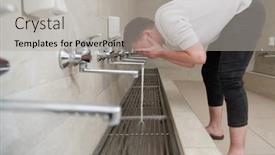  Presentation with muslim prayer - Cool new slide deck with muslim-takes-ablution-for-prayer backdrop and a light gray colored foreground