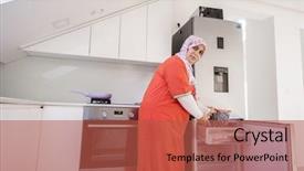  Presentation with uae - Audience pleasing PPT layouts consisting of muslim traditional clothing woman backdrop and a red colored foreground