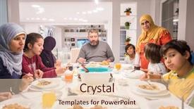  Presentation with muslim family - Colorful slides enhanced with muslim traditional family together having backdrop and a lemonade colored foreground