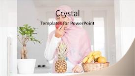 Presentation with arabian woman wearing hijab muslim - Theme featuring pinapple - muslim traditional woman background and a lemonade colored foreground