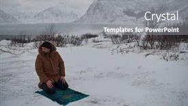  Presentation with traveler - Slide deck consisting of muslim-traveler-praying-in-cold background and a gray colored foreground