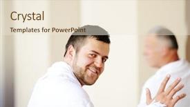  Presentation with hajj - Beautiful PPT layouts featuring muslim-wearing-ihram-clothes backdrop and a cream colored foreground