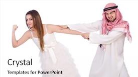  Presentation with wedding white - Colorful theme enhanced with muslim wedding - arab man with his wife backdrop and a white colored foreground