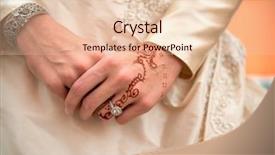  Presentation with decoration - Colorful PPT theme enhanced with muslim wedding - beautiful female hands with mehndi backdrop and a lemonade colored foreground
