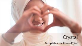  Presentation with heart and lung medical - PPT theme featuring muslim wedding - happy smiling girl making heart background and a lemonade colored foreground