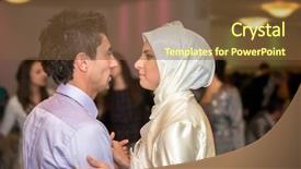  Presentation with islamic muslim - Presentation theme enhanced with muslim wedding - islamic bride and groom dancing background and a tawny brown colored foreground