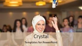  Presentation with hawaii flowers - Presentation theme consisting of muslim wedding - smiling bride throwing a bouquet background and a coral colored foreground