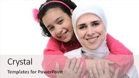  Presentation with woman muslim - PPT layouts having muslim woman and her daughter background and a lemonade colored foreground