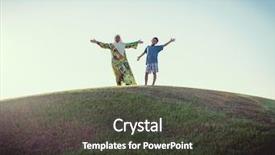  Presentation with woman muslim - Audience pleasing slide set consisting of muslim woman and son silhouette backdrop and a dark gray colored foreground