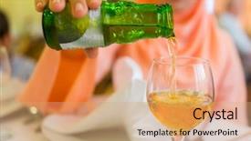  Presentation with mexican restaurant food tacos - Amazing PPT theme having muslim woman at restaurant waiting backdrop and a coral colored foreground