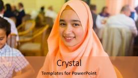  Presentation with packed restaurant food - Amazing presentation having muslim woman at restaurant waiting backdrop and a coral colored foreground